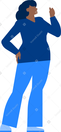woman in trousers holds a megaphone in her raised hand Illustration in PNG, SVG