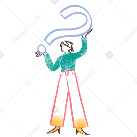 Woman standing with a question mark Illustration in PNG, SVG