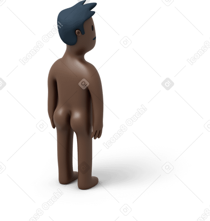 3D 벌거벗은 흑인 남자의 뒷모습 PNG, SVG
