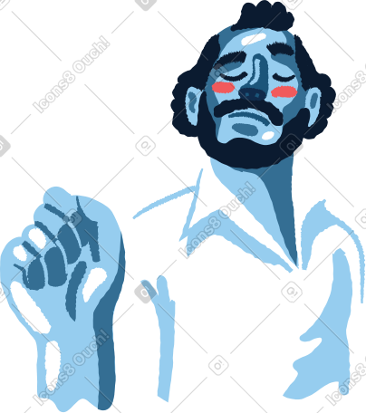 joyful man with hand up PNG, SVG