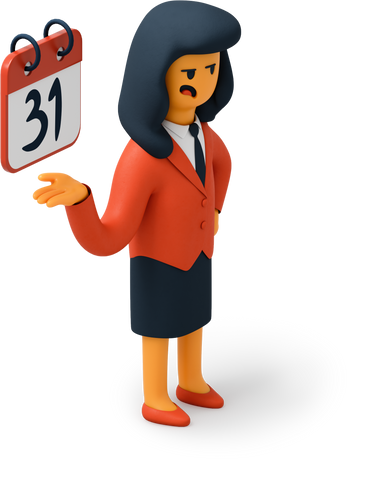 Woman in suit showing a daily calendar PNG, SVG