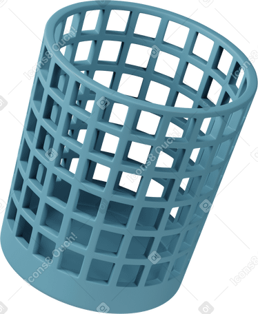 3D empty blue waste paper bin PNG, SVG