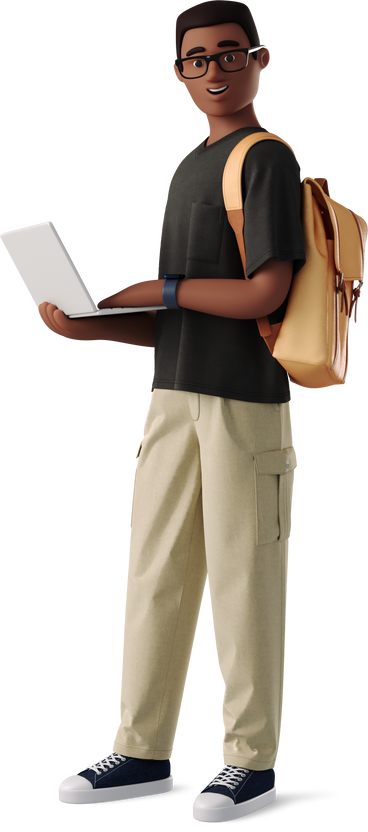 guy with backpack and laptop PNG, SVG