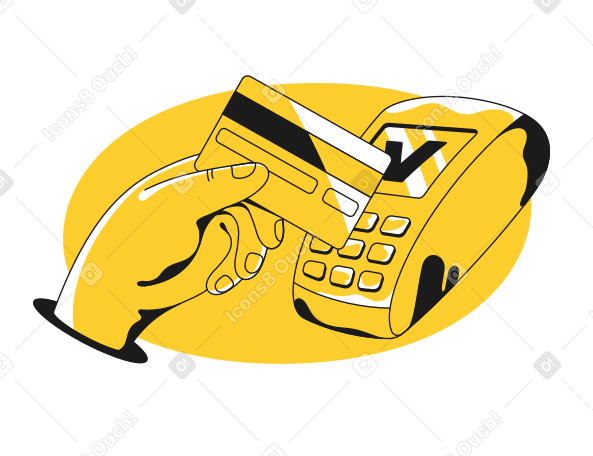 Wireless payment with terminal Illustration in PNG, SVG