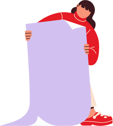 woman bent down and holding paper PNG, SVG