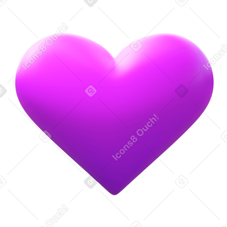 3D purple heart  PNG, SVG