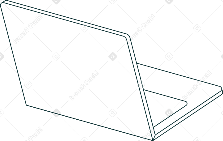 white laptop in perspective with its display turned away from a viewer Illustration in PNG, SVG