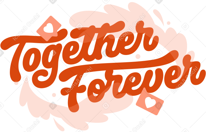 Lettering together forever com texto decorativo de composição pastel PNG, SVG