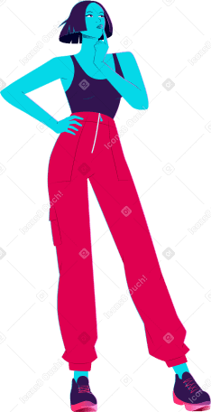 standing young woman thinking PNG, SVG