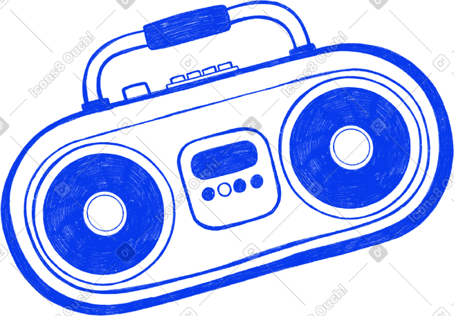 blue big tape recorder PNG, SVG