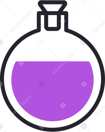 round flask with purple liquid Illustration in PNG, SVG