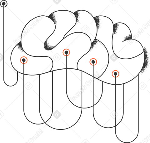 мозг с электродами в PNG, SVG