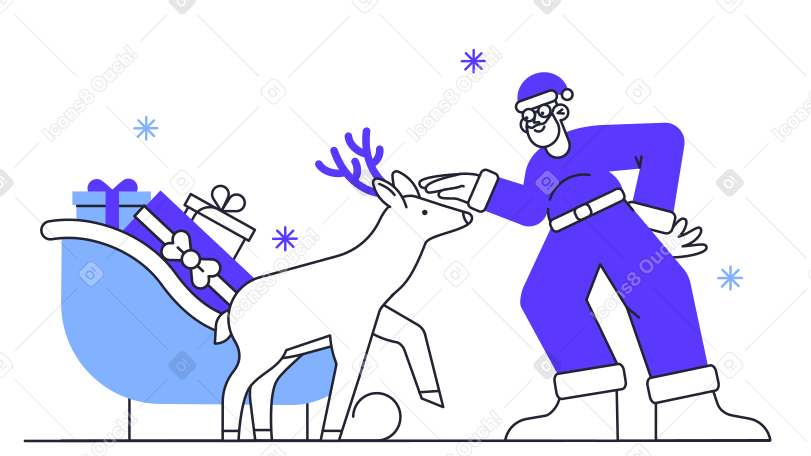 Santa and christmas deer Illustration in PNG, SVG
