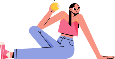 young woman with an apple PNG, SVG