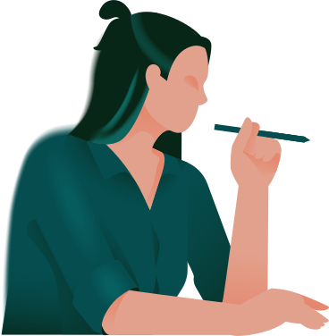 Frau mit einem stift in der hand beugt sich nach unten, seitenansicht PNG, SVG