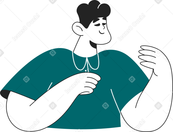 man holding something in his hands Illustration in PNG, SVG