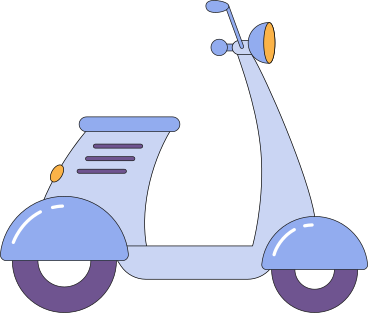 blue retro scooter PNG, SVG