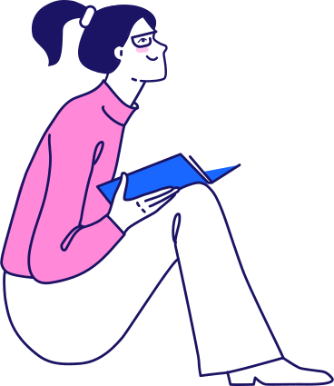seated woman with a book PNG, SVG