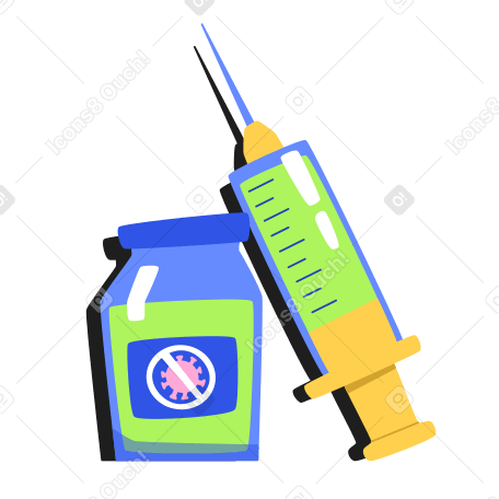 Covid vaccine and syringe Illustration in PNG, SVG
