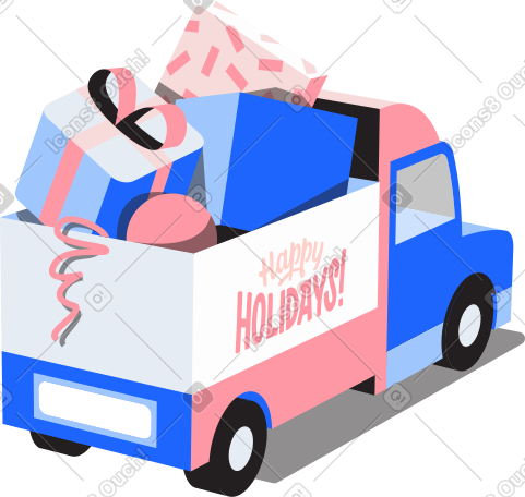 有礼物的卡车 PNG, SVG