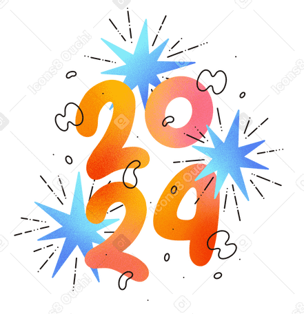 Буквы 2024 года цифры в PNG, SVG
