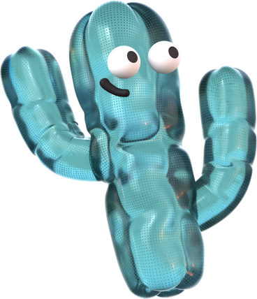 Inflated cactus with goofy face PNG, SVG