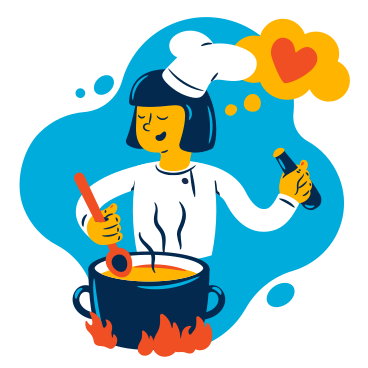 Female chef cooking with love PNG, SVG