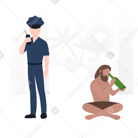 Police officer reporting finding a castaway PNG, SVG