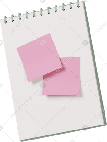 3D notebook with sticky notes PNG, SVG