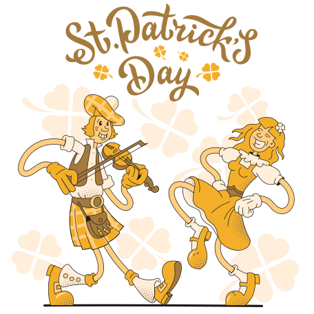 Man and woman celebrating Saint Patrick's Day Illustration in PNG, SVG