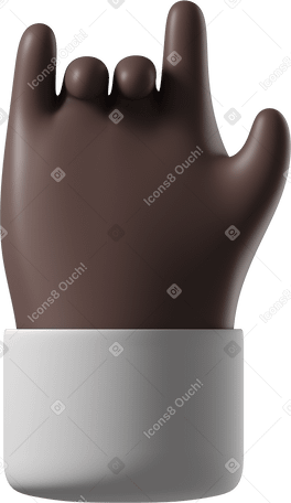 3D Black skin hand making love you sign Illustration in PNG, SVG