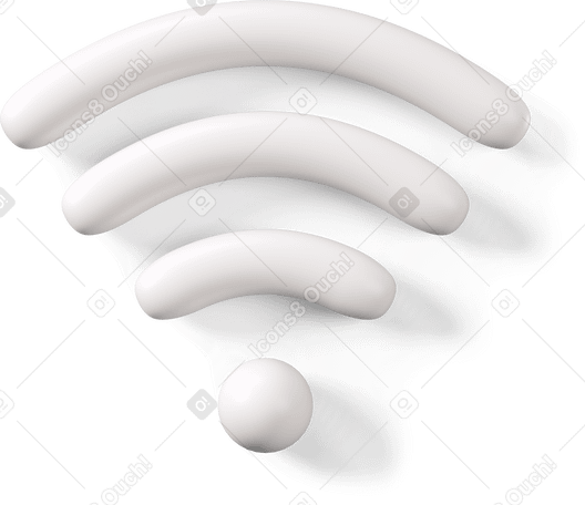 3D Icône wi-fi blanche PNG, SVG