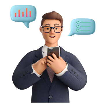 Man checking business statistics on the phone PNG, SVG