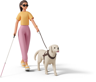 blind woman with dog PNG, SVG