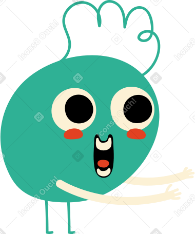 really happy green character Illustration in PNG, SVG
