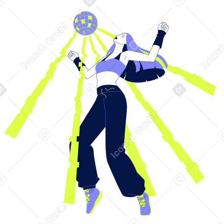Jeune femme dansant dans une discothèque virtuelle PNG, SVG