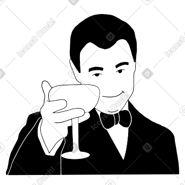 穿着西装的绅士举起酒杯 PNG, SVG