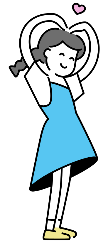 Illustrazione animata Giovane donna che fa un gesto del cuore in GIF, Lottie (JSON), AE