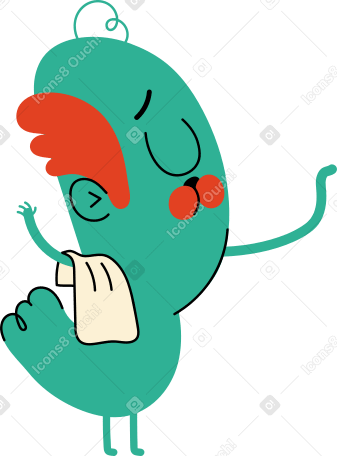 green character with one-eyed and towel Illustration in PNG, SVG