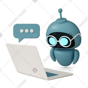 Chatbot using laptop动态插图，格式有GIF、Lottie (JSON)、AE