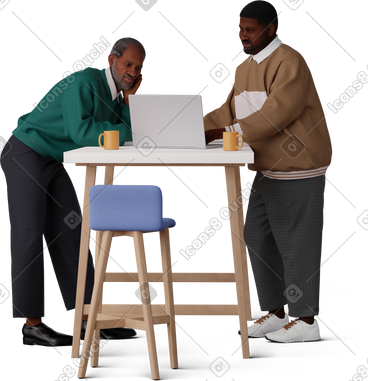 Men working at the table PNG, SVG