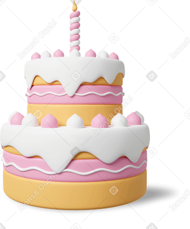 3D birthday cake Illustration in PNG, SVG