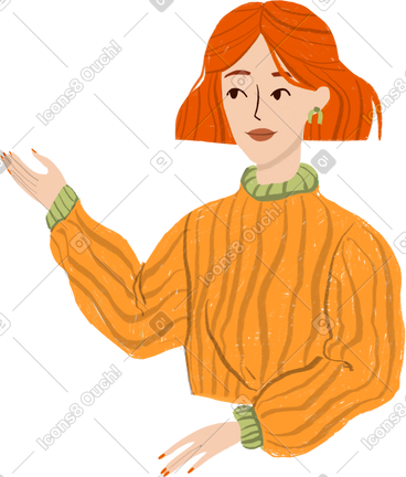 Girl showing something with her hand PNG, SVG