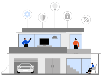 Smart house with interconnected devices PNG, SVG
