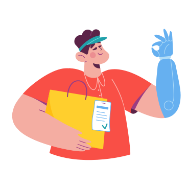 Man with a prosthetic arm collected an order PNG, SVG