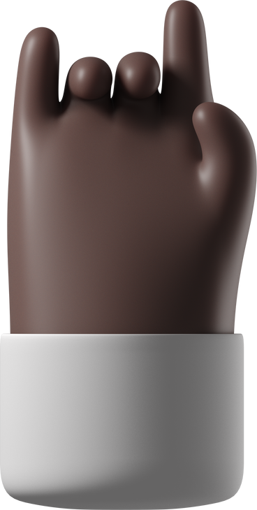 Рука с черной кожей делает рок-знак в PNG, SVG