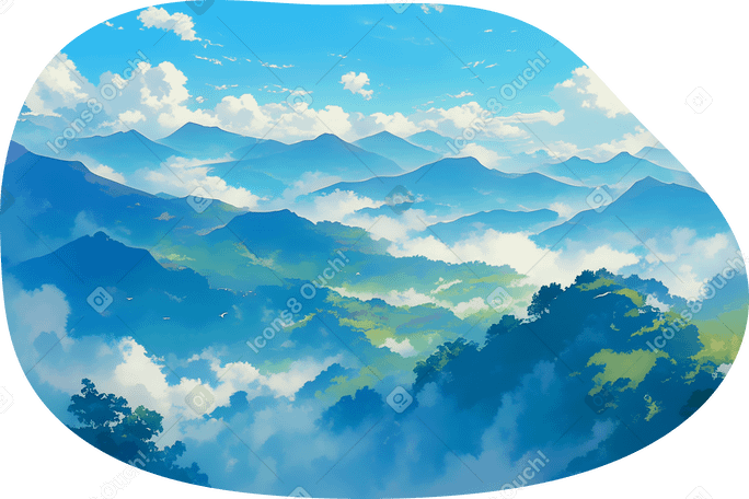 Fondo verde de montañas nubladas PNG, SVG