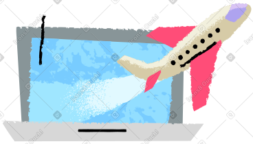 Aeroplane flying from laptop PNG, SVG