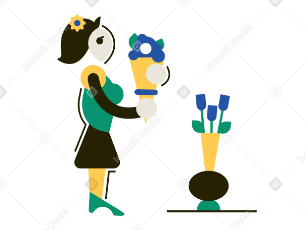 Florist hält einen blumenstrauß PNG, SVG