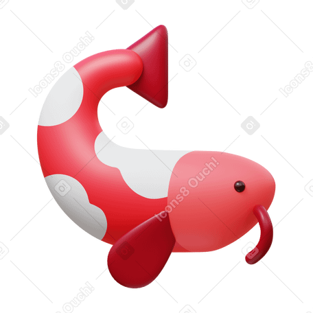 3D koi fish Illustration in PNG, SVG